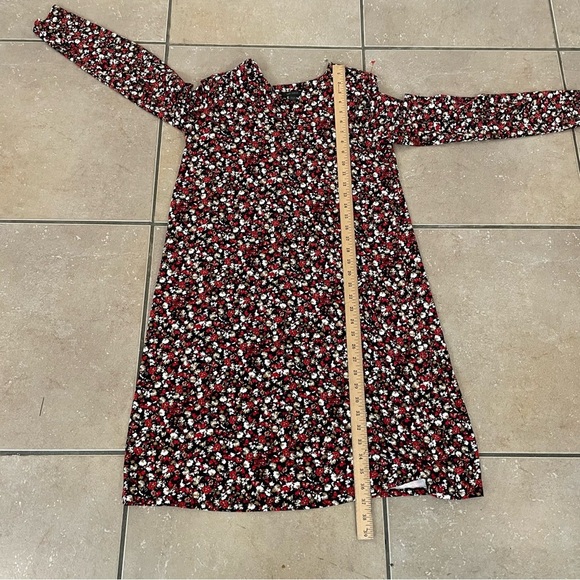 J Jill Wearever Dress Size S TALL Black Floral Long Sleeve Jersey Knit Career - Picture 7 of 7